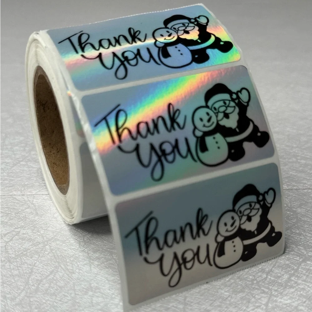 100 Thank You Christmas Stickers, Envelope Seals, Labels, Tags, Stamps,2.25